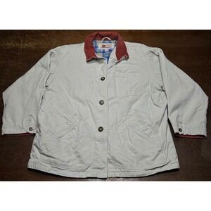 Vtg Faded Glory Chore Barn Coat Jacket Womens XL Tan Plaid Lined Corduroy